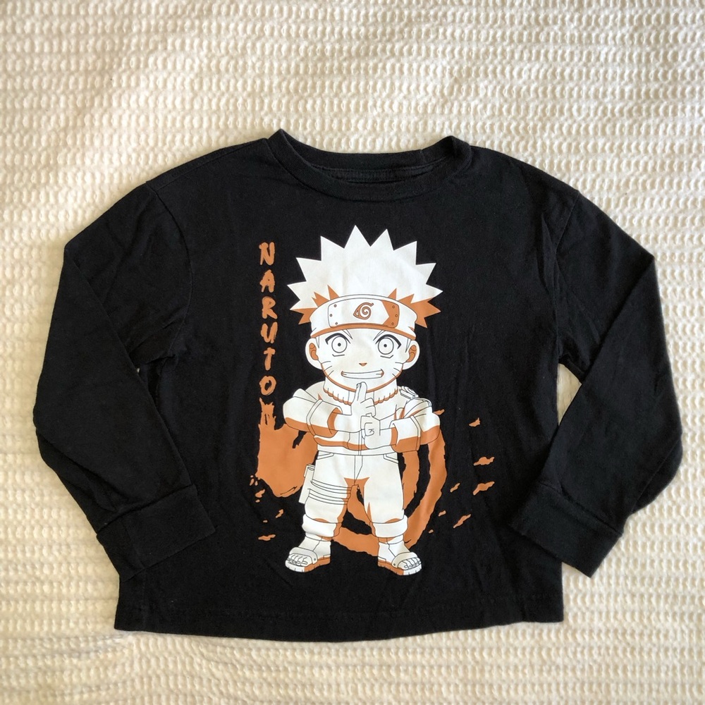 GAP Kid’s Naruto Graphic Long-Sleeve Tee - Black & Orange Size XS (4 -5)